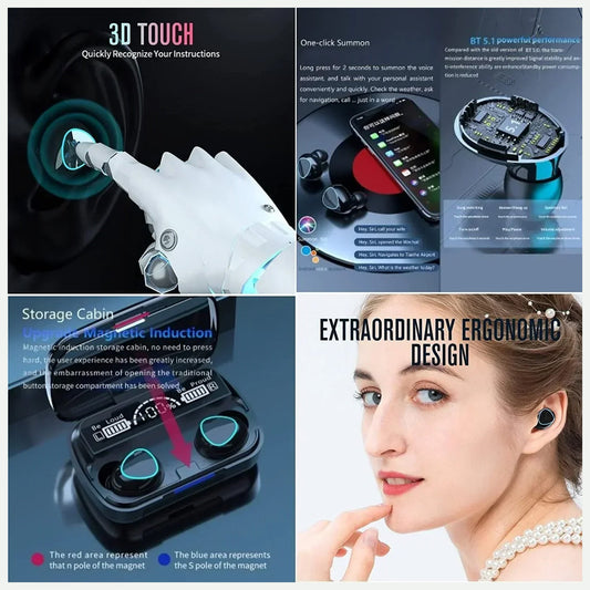 Wireless Bluetooth Earbuds with Noise Reduction & In-built Powerbank