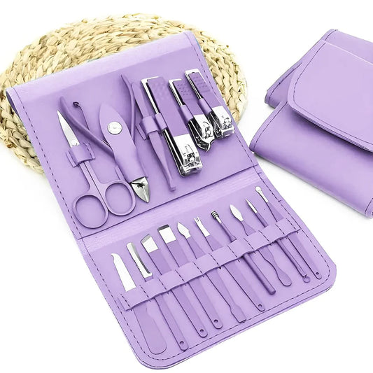 Manicure Set Professional Nail Clippers Pedicure Kit, 16 pcs Stainless Steel Nail Care Tools Grooming Kit @ 499/-