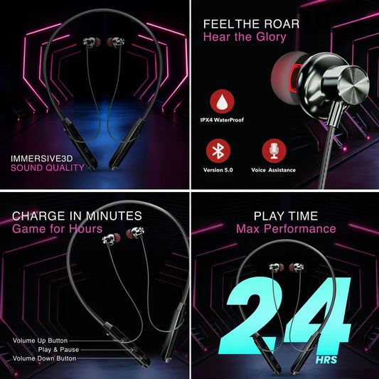 Wireless Bluetooth Neckband Earphones with Deep Bass Sound