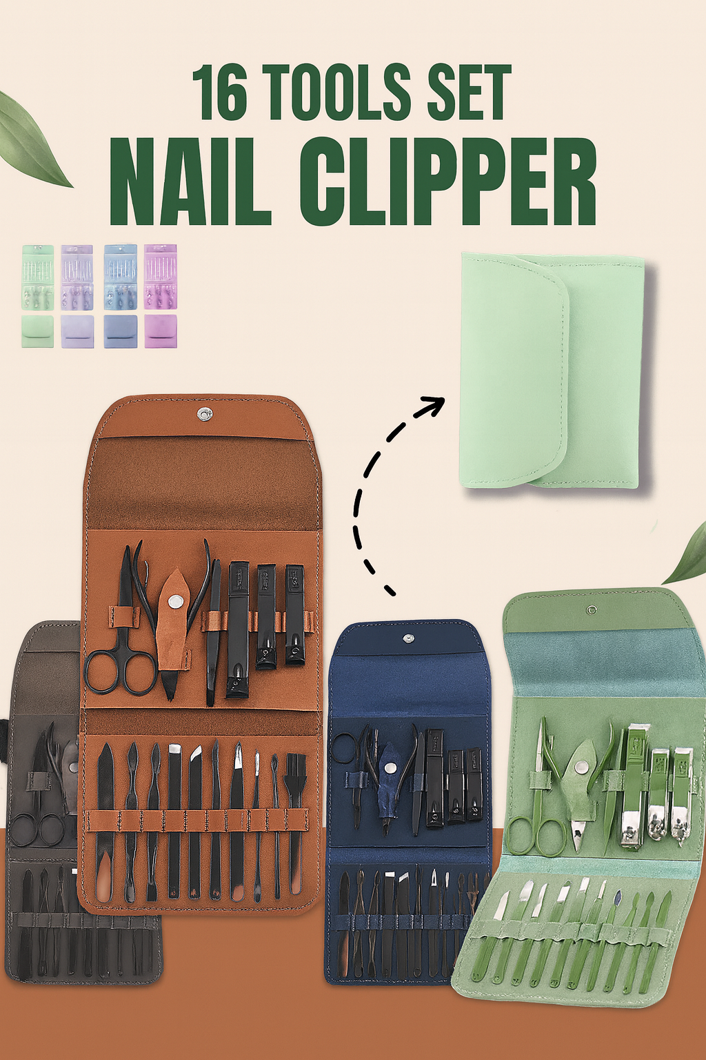 Manicure Set Professional Nail Clippers Pedicure Kit, 16 pcs Stainless Steel Nail Care Tools Grooming Kit @ 499/-