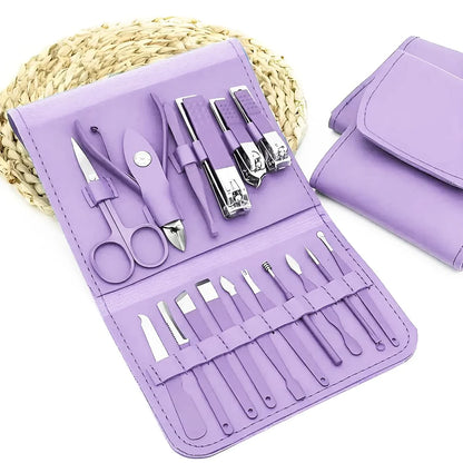 Manicure Set Professional Nail Clippers Pedicure Kit, 16 pcs Stainless Steel Nail Care Tools Grooming Kit @ 499/-