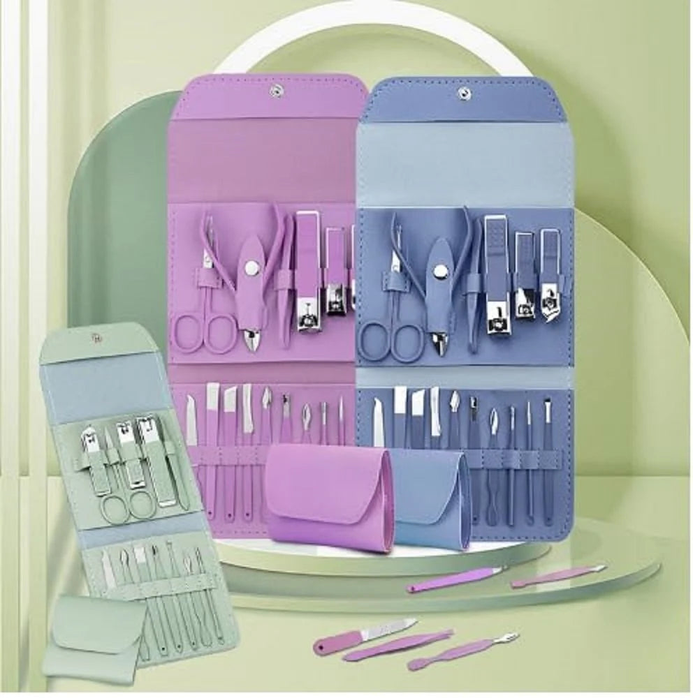 Manicure Set Professional Nail Clippers Pedicure Kit, 16 pcs Stainless Steel Nail Care Tools Grooming Kit @ 499/-
