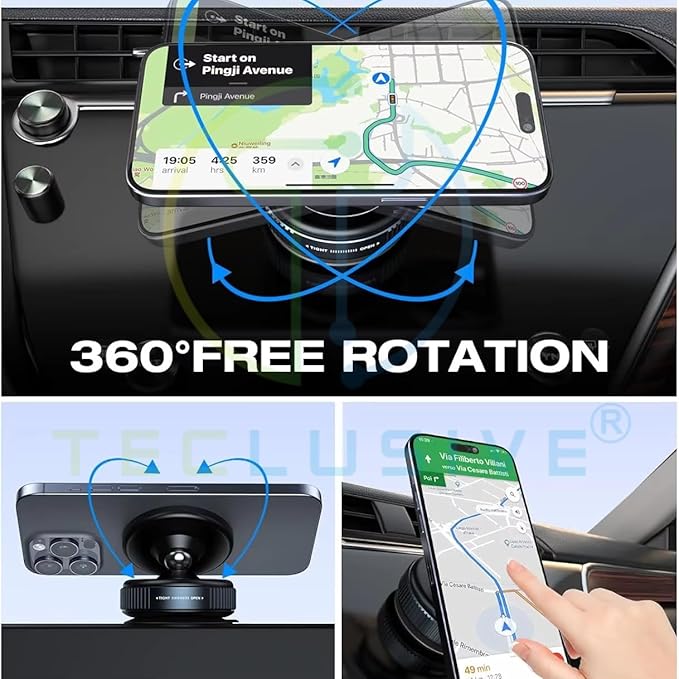 360° Magnetic Mobile Phone Holder with Vacuum Suction- Car, Bike & Desk Use