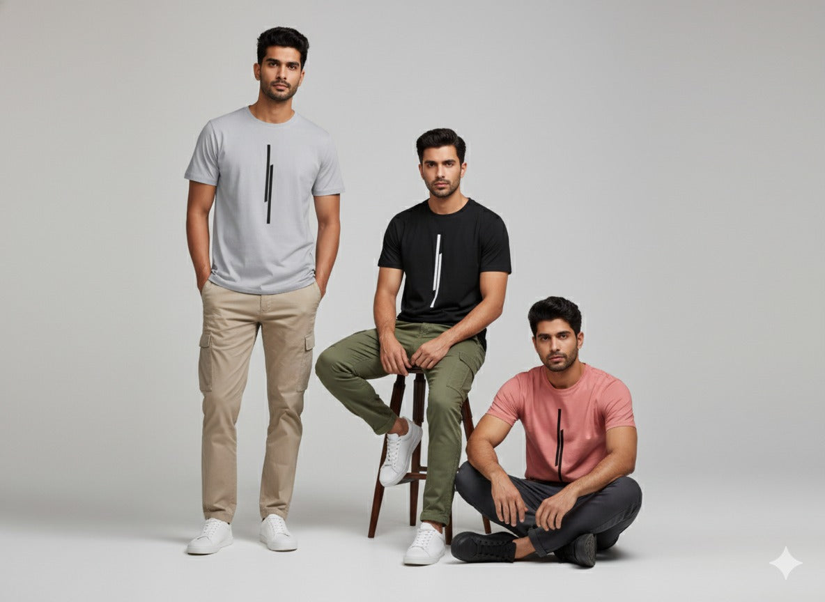 Tshirts for Men Combo Pack of 3 | Regular Fit | Printed | Round Neck Half Sleeve@ Rs 499/-